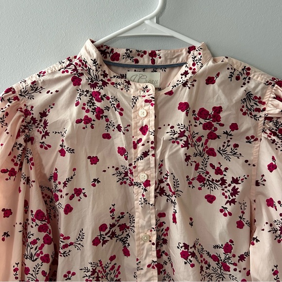 J. Crew Classic-fit collarless puff sleeve shirt in budding floral Pink Size 12 - Picture 9 of 13